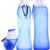 Collapsible Water Bottle-17oz-Reusable, BPA-Free, Simple Modern Water Bottles,Ultra-Convenient for Travel, Hiking and Sports-Travel Essentials for Gym & School (Color : Blue, Size : 500ml)